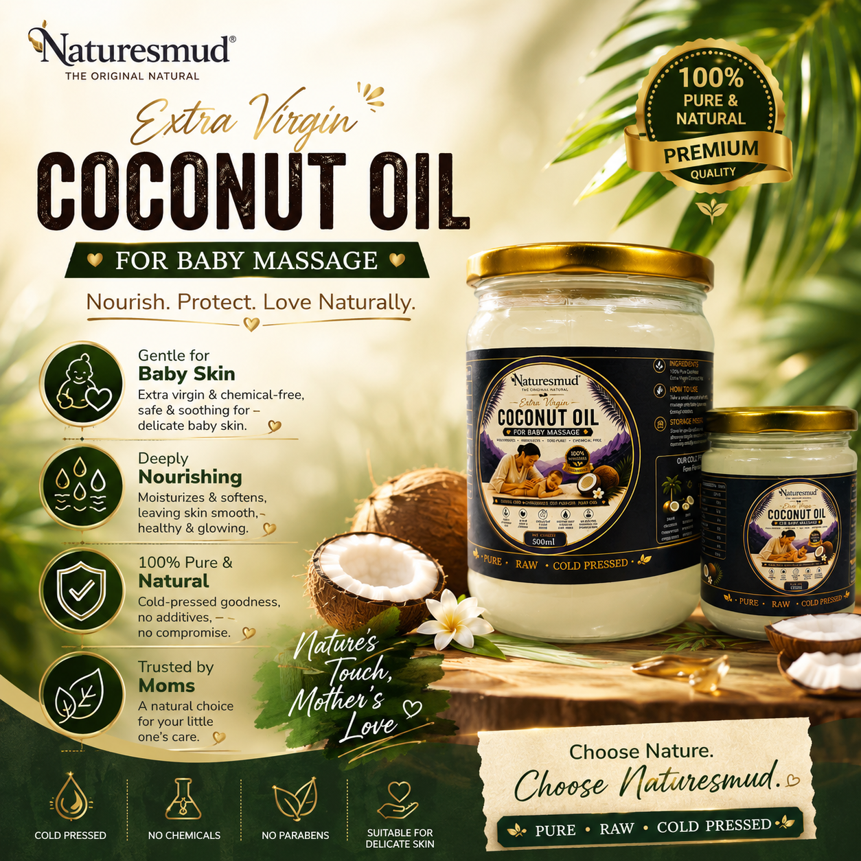 Natures Mud Extra Virgin Coconut Oil 500ml