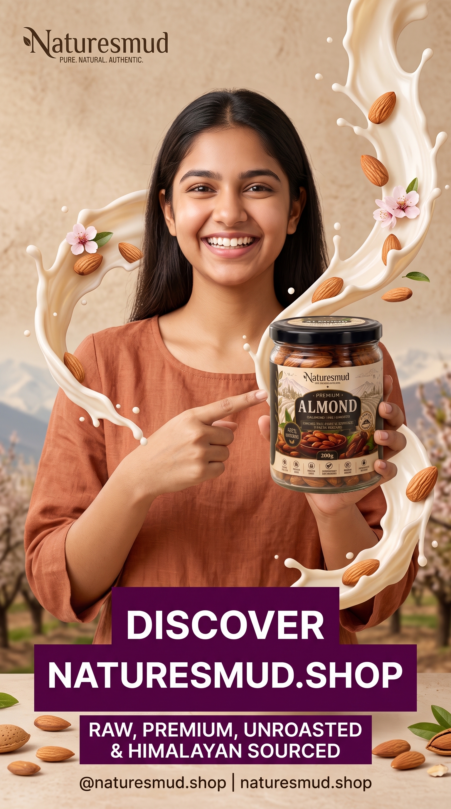 Raw Almonds - Real In-Hand Jar View